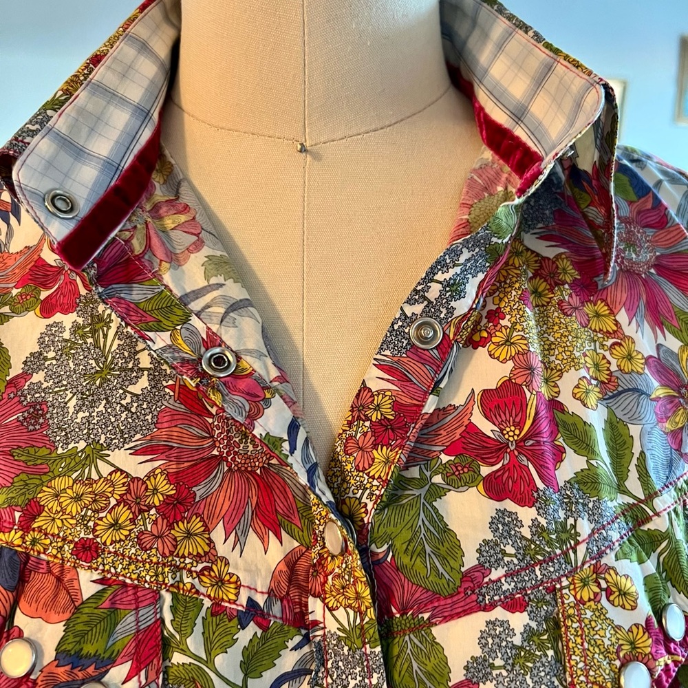 GEORG ROTH floral western pearl snap shirt‣vibrant